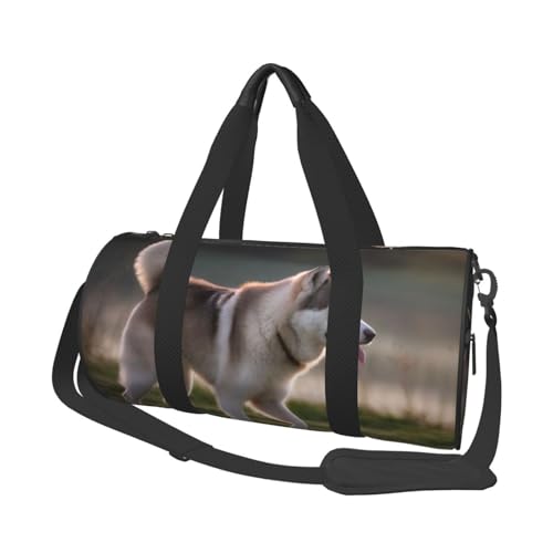 Loon Nature Sporttasche mit Vogel-Aufdruck, 25 l, runde Reisetasche für Damen und Herren, für Fitnessstudio, Wandern, Yoga, Schwimmen, 45 x 23 x 23 cm, Husky-Hund, Einheitsgröße, Reisetasche Loon Nature Sporttasche mit Vogel-Aufdruck, 25 l, runde Reisetasche für Damen und Herren, für Fitnessstudio, Wandern, Yoga, Schwimmen, 45 x 23 x 23 cm, Husky-Hund, Einheitsgröße, Reisetasche von PKTTECRFPK
