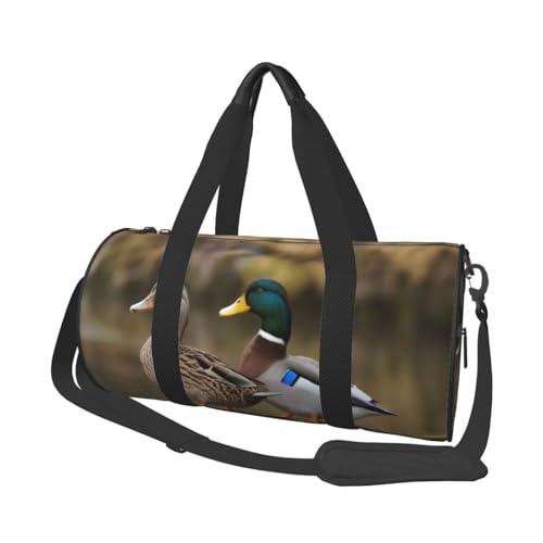 Mallard Sporttasche mit Entenmuster, 25 l, runde Reisetasche für Damen und Herren, für Fitnessstudio, Wandern, Yoga, Schwimmen, 45 x 23 x 23 cm, Stockenten, Einheitsgröße, Reisetasche Mallard Sporttasche mit Entenmuster, 25 l, runde Reisetasche für Damen und Herren, für Fitnessstudio, Wandern, Yoga, Schwimmen, 45 x 23 x 23 cm, Stockenten, Einheitsgröße, Reisetasche von PKTTECRFPK