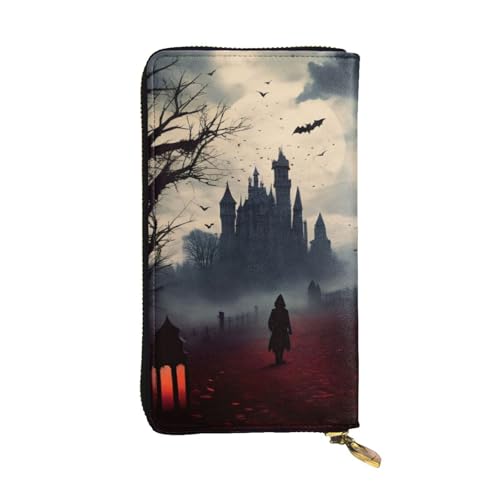 PKTTECRFPK Stilvolle lange Brieftaschen Gloomy and Witch Travel Pu Leather Clutch Bag for Women and Men - Long Wallet Purse with Zipper, Phone Case, Credit Card & Coin Storage, 3D, Einheitsgröße, von PKTTECRFPK