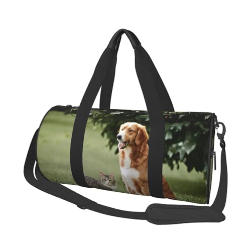Sporttasche, 25 l, rund, für Damen und Herren, für Fitnessstudio, Wandern, Yoga, Schwimmen, 45 x 23 x 23 cm, Mandelgelb, Schöne Hunde, Einheitsgröße, Reisetasche Sporttasche, 25 l, rund, für Damen und Herren, für Fitnessstudio, Wandern, Yoga, Schwimmen, 45 x 23 x 23 cm, Mandelgelb, Schöne Hunde, Einheitsgröße, Reisetasche von PKTTECRFPK