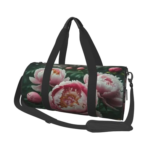 Sporttasche, 25 l, runde Reisetasche für Damen und Herren, für Fitnessstudio, Wandern, Yoga, Schwimmen, 45 x 23 x 23 cm, goldfarben, Pfingstrose, Einheitsgröße, Reisetasche Sporttasche, 25 l, runde Reisetasche für Damen und Herren, für Fitnessstudio, Wandern, Yoga, Schwimmen, 45 x 23 x 23 cm, goldfarben, Pfingstrose, Einheitsgröße, Reisetasche von PKTTECRFPK