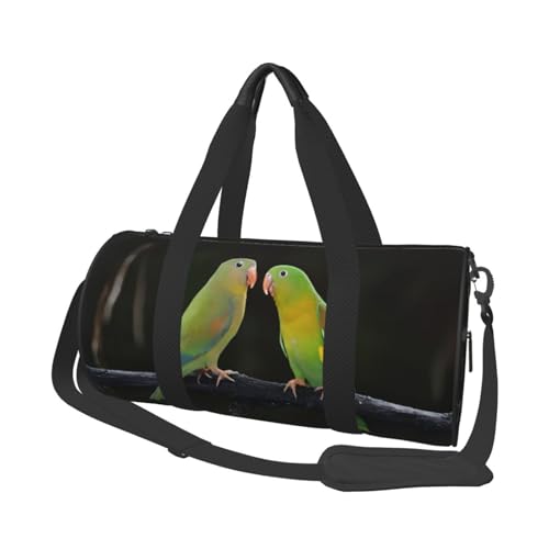 Sporttasche, Motiv: Friedensbaum, Frosch-Aufdruck, 25 l, runde Reisetasche für Damen und Herren, für Fitnessstudio, Wandern, Yoga, Schwimmen, 45 x 23 x 23 cm, Papageien, Einheitsgröße, Reisetasche Sporttasche, Motiv: Friedensbaum, Frosch-Aufdruck, 25 l, runde Reisetasche für Damen und Herren, für Fitnessstudio, Wandern, Yoga, Schwimmen, 45 x 23 x 23 cm, Papageien, Einheitsgröße, Reisetasche von PKTTECRFPK