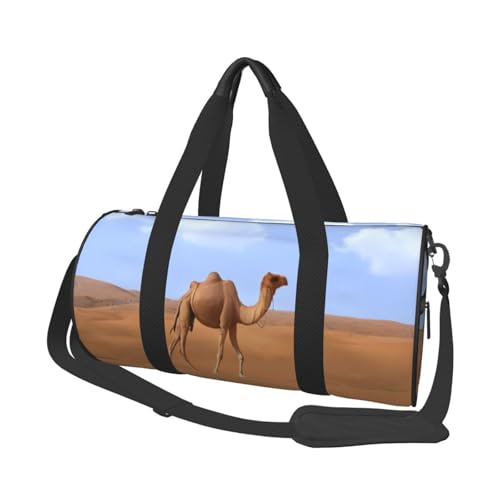 Sporttasche mit Totenkopf-Motiv, 25 l, runde Reisetasche für Damen und Herren, für Fitnessstudio, Wandern, Yoga, Schwimmen, 45 x 23 x 23 cm, Desert Sand Camel, Einheitsgröße, Reisetasche Sporttasche mit Totenkopf-Motiv, 25 l, runde Reisetasche für Damen und Herren, für Fitnessstudio, Wandern, Yoga, Schwimmen, 45 x 23 x 23 cm, Desert Sand Camel, Einheitsgröße, Reisetasche von PKTTECRFPK