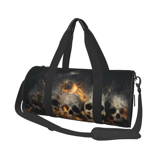 Sporttasche mit Totenkopf-Motiv, 25 l, runde Reisetasche für Damen und Herren, für Fitnessstudio, Wandern, Yoga, Schwimmen, 45 x 23 x 23 cm, Horror Ghost Skull, Einheitsgröße, Reisetasche Sporttasche mit Totenkopf-Motiv, 25 l, runde Reisetasche für Damen und Herren, für Fitnessstudio, Wandern, Yoga, Schwimmen, 45 x 23 x 23 cm, Horror Ghost Skull, Einheitsgröße, Reisetasche von PKTTECRFPK
