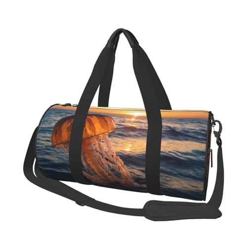 Sporttasche mit Totenkopf-Motiv, 25 l, runde Reisetasche für Damen und Herren, für Fitnessstudio, Wandern, Yoga, Schwimmen, 45 x 23 x 23 cm, quallendesign, Einheitsgröße, Reisetasche Sporttasche mit Totenkopf-Motiv, 25 l, runde Reisetasche für Damen und Herren, für Fitnessstudio, Wandern, Yoga, Schwimmen, 45 x 23 x 23 cm, quallendesign, Einheitsgröße, Reisetasche von PKTTECRFPK