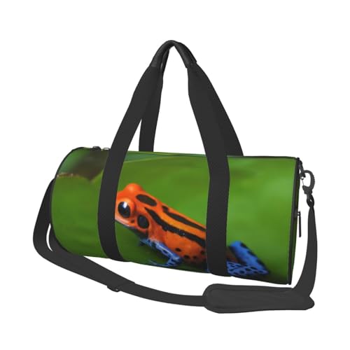 Sporttasche mit niedlichem Hahn-Aufdruck, 25 l, runde Reisetasche für Damen und Herren, für Fitnessstudio, Wandern, Yoga, Schwimmen, 45 x 23 x 23 cm, Süßer Frosch, Einheitsgröße, Reisetasche Sporttasche mit niedlichem Hahn-Aufdruck, 25 l, runde Reisetasche für Damen und Herren, für Fitnessstudio, Wandern, Yoga, Schwimmen, 45 x 23 x 23 cm, Süßer Frosch, Einheitsgröße, Reisetasche von PKTTECRFPK