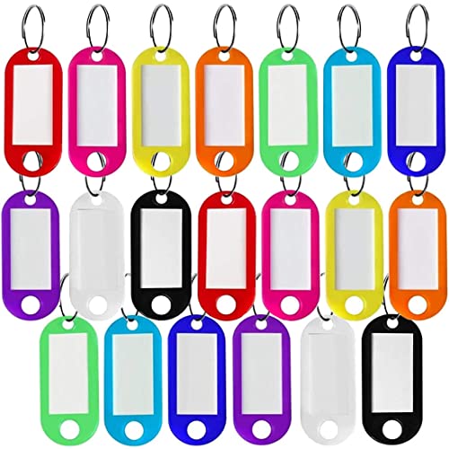 20 Stück Kunststoff Schlüsselanhänger beschriftbar, Schlüsselschilder mit Schlüsselringen Key Label zum Etiketten Schlüsselbund, Etiketten Tags, Schlüssel Anhänger für Zuhause, Büros, Pet ID, Koffer von PLABBDPL