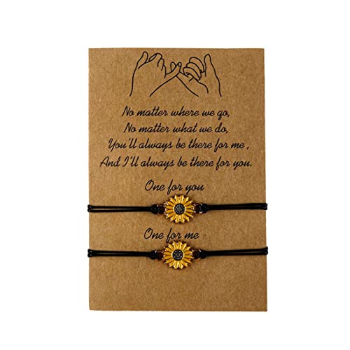 Freundschaftsarmband für Beste Freundin, Sonnenblumen Bracelet, 2 Stück Boho Freundschaftsarmband, Damen Armband Freundschaft, Sunflower Bracelet, für Freunde Frauen Mädchen Mutter Tochter Geschenk von PLABBDPL