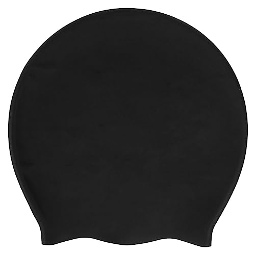 PLABBDPL 1 Pcs Badekappe Silikon, Badekappen für Schwimmer Ohrenschutz, Ripstop-Beschichtung für Komfort und Rutschfestigkeit, Swimming Cap, Bademütze für langes Haar und für Damen, Herren（Schwarz） von PLABBDPL