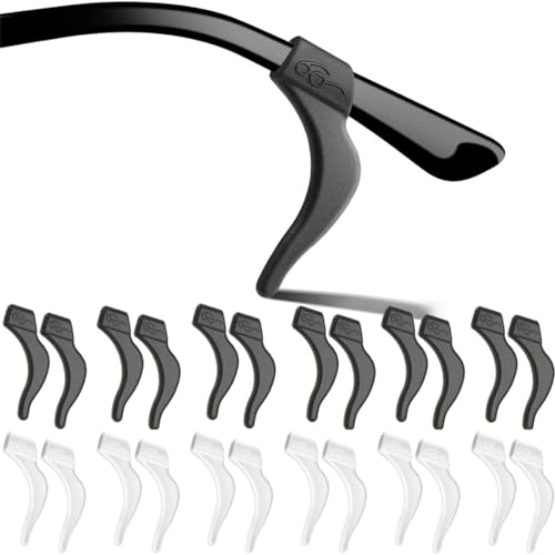 PLABBDPL 12 Paar Universal-Ohrbügel-Haken aus Silikon mit Anti-Rutsch Bügel-Spitzenhalterung für Brillen, Sonnenbrillen und Schutzbrillen in Schwarz und Transparent, von PLABBDPL