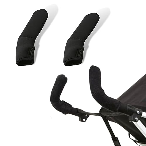 PLABBDPL 1 para Griffschutz Kinderwagen, Baby Kinderwagen Griff Abdeckung Griffbezug Abdeckungen für Kinderwagen Buggy mit Reißverschluss Griffbezug Buggy Zubehör Staubdicht Schwarz von PLABBDPL