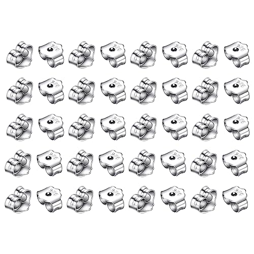 PLABBDPL 20 Stück Ohrstecker Flacher Verschluss 925 Silber Nickelfrei Hypoallergen Mädchen Ohrringverschlüsse Stecker Ohrring Stopper Butterfly Verschluss für Schmuckherstellung von PLABBDPL
