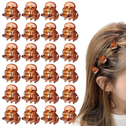 PLABBDPL 24 Stück Mini-Haarspangen, 1,5 cm kleine rutschfeste Kunststoff-Haarspangen Mini-Haarklammern für Mädchen und Frauen (Champagner) von PLABBDPL