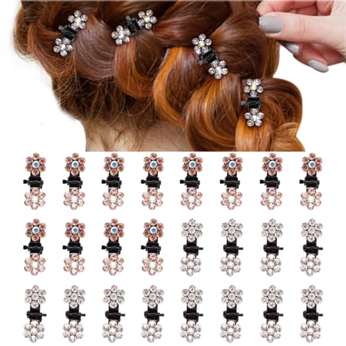 PLABBDPL 24 Stück Strass Haarklammern,Mini Haar Krallen Clips,Haargreifer Kristall Haarnadel Haarschmuck Spangen Haarstyling für Frauen Mädchen（Weiß und Champagner） von PLABBDPL