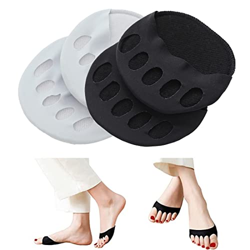 PLABBDPL 4 Paar Waben-Vorfuß-Pads vorfuß pads Fußschweiß-Pads Mittelfuß-Pads Weiche Fußballen-Kissen-Pads Entlastung Fuß Müdigkeit Schmerzen Unisex geeignet, Vorfußpolster Schwarz Weiss von PLABBDPL