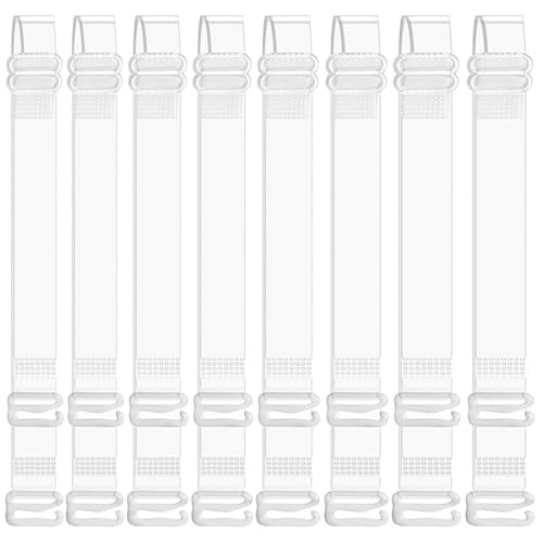 PLABBDPL 4 Paare BH-Träger Damen Durchsichtig Unsichtbar Transparent Einstellbar Träger Metaller Haken Ersatzträger Bra Shoulder Straps -10MM 12MM 15MM 18MM von PLABBDPL