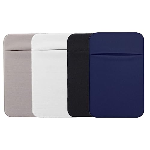 PLABBDPL 4 Pack Handy-Kartenhalter mit selbstklebendem Aufkleber für die Rückseite des Handys dehnbarer, Stoff Kartenhülle für Ausweis Kreditkarten zum Aufkleben auf Brieftasche von PLABBDPL