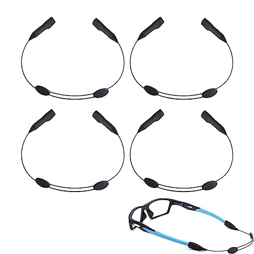 PLABBDPL 4 Pcs Anti-Rutsch-Brillenbänder ohne Schwanz, verstellbarer Brillenbandhalter für Sportbrillen für Damen, Kinder, Herren Brillenhalter geeignet Freizeit Wasserfest Flexibel Brillenzubehör von PLABBDPL