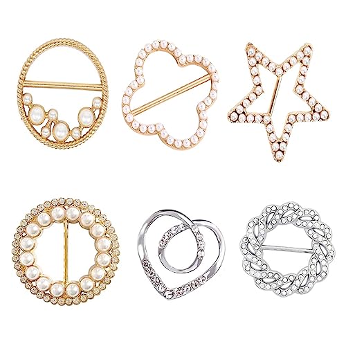 PLABBDPL 6pcs Strass Schal Clip Elegante T-Shirt Clips Schnalle Schal Clips Ring Simplistic Shirt Krawatten Clips Ringverschluss für Frauen von PLABBDPL