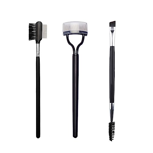 PLABBDPL Duo Augenbrauen Bürste 3 Pcs, Wimpernseparator, Professioneller Beauty-Augenbrauenpinsel, Spool-Pinsel,Wimper Kamm Augenbraue Pinsel, für Frauen Kosmetik Werkzeuge, Verwischen,Schwarz von PLABBDPL