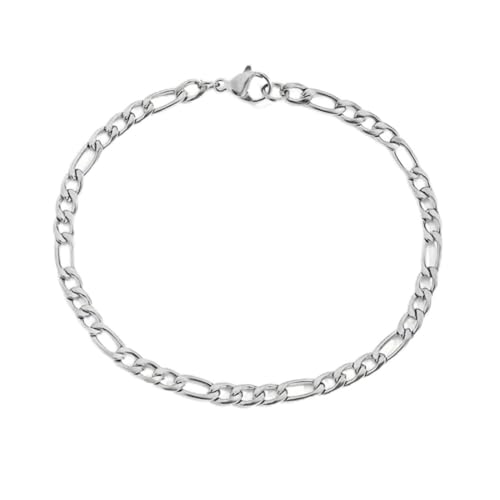 PLABBDPL Elegantes Armband in Kette (Figarokette Armband),Glänzend Edelstahl Armband Herren Silber - Breite 6mm - Länge 19CM für Männer und Frauen von PLABBDPL