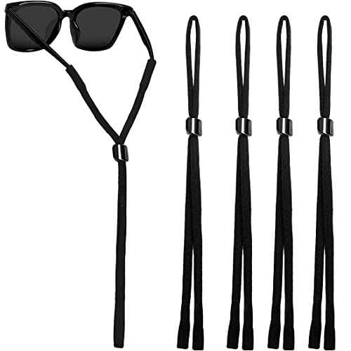 PLABBDPL Glasses Chain 4 Stücke Brillenkette Nylon Brillenband Damen Anti-Rutsch-Brillenband Kette Sport Herren Brillenbänder Schwarz Verstellbar Sportbrillenband Sonnenbrillen Kette Brillenschnur von PLABBDPL