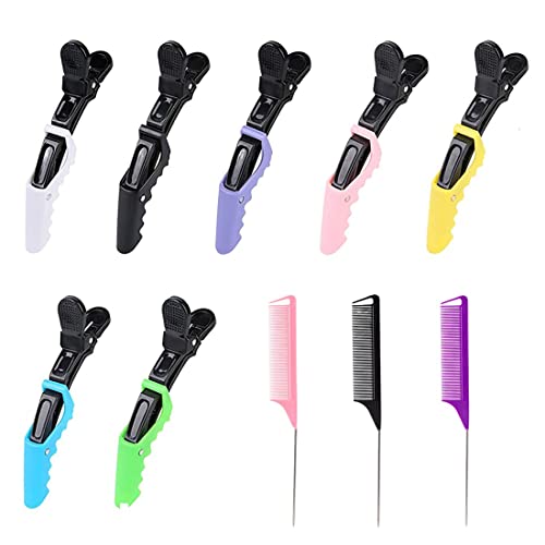 PLABBDPL Hair Clips for Styling, 7 Pcs Haarclips Entebill Haarspange Combi-Clip mit 3 Kämmen, Friseur Clips, Abteilklammern Friseurbedarf Haarclips Alligator Curl Clips, Styling Haarklammern für Damen von PLABBDPL