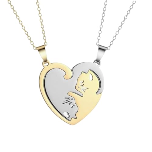 PLABBDPL Katze Anhänger Halskette Choker, 2 Stücke Paar Freundschaft Nähen Puzzle Halskette Ketten für Damen Mann, Katzen kette Halskette Geeignet für Valentinstag, Geburtstag, Party, Muttertag, B PLABBDPL Katze Anhänger Halskette Choker, 2 Stücke Paar Freundschaft Nähen Puzzle Halskette Ketten für Damen Mann, Katzen kette Halskette Geeignet für Valentinstag, Geburtstag, Party, Muttertag, B von PLABBDPL