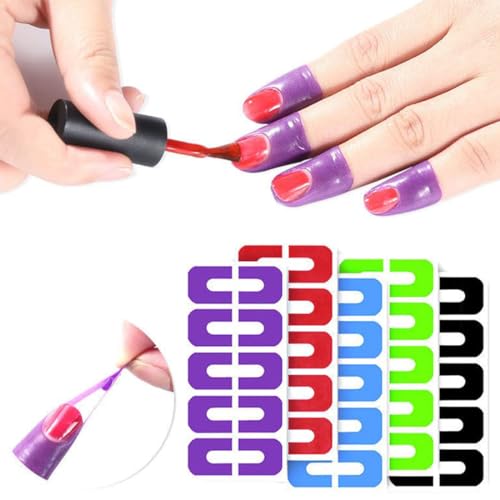 PLABBDPL Nagellack Schablone, 50Pcs Nail Polish Stencil, Nail Painting Guide, Wiederverwendbar Nägel Edge Hautbarriere Kit, Nail Art Lackschutz Spitzenschutz, Nagelkunst Grundlegendes Werkzeugzubehör von PLABBDPL