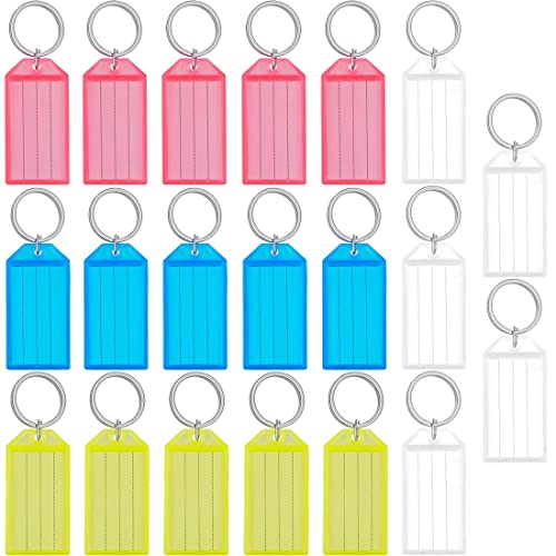 PLABBDPL Packung mit 20 haltbaren Kunststoffschlüsseln mit Fenster mit geteiltem Ring,bunter Kunststoff-Schlüsselanhänger, Schlüsselanhänger, Gepäckanhänger, Schlüsselzubehör von PLABBDPL