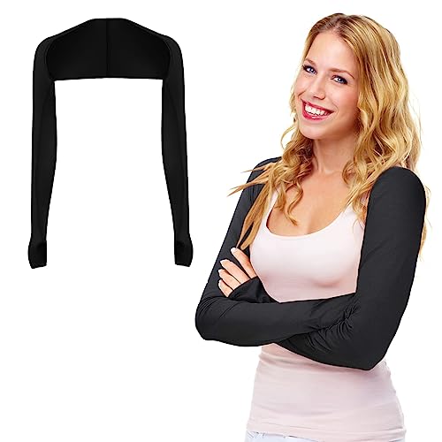 PLABBDPL UV Schutz Bolero, Arm Armmanschette Kühlschal,Armmanschette Schwarz,Armmanschettes Fingerlöcher Sonnencreme Cooler Shrug,Sonnenschutz,für Autofahren Golfen Angeln Radfahren Wandern Sport von PLABBDPL