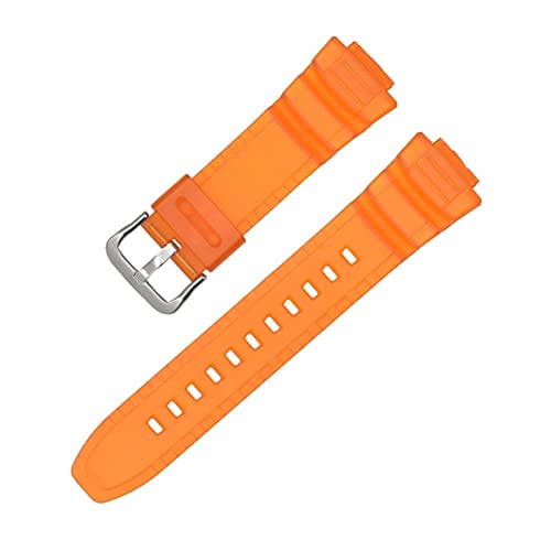 PLACKE 16mm Gummi -Uhrband -Passform for Casio MCW-100H W-S220 HDD-S100 Wasserdichtes Riemen Ersatz Fahren Sportuhr Accessoires (Color : Orange, Size : 16mm) von PLACKE