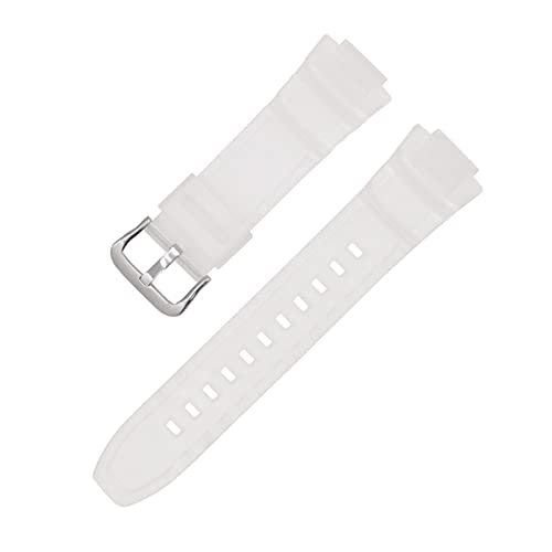 PLACKE 16mm Gummi -Uhrband -Passform for Casio MCW-100H W-S220 HDD-S100 Wasserdichtes Riemen Ersatz Fahren Sportuhr Accessoires (Color : Silver buckle, Size : 16mm) von PLACKE