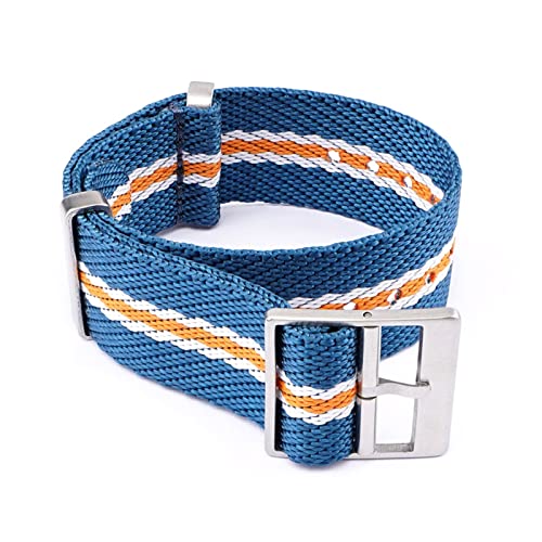 PLACKE 18/20/22/200 mm fit for NATO Fit for Zulu gewebte Nylongurt Edelstahlschnalle universelle Männer Frauen weiche Handgelenk Bandgürtel Uhr Accessoires (Color : Blue white orange, Size : 18mm) von PLACKE