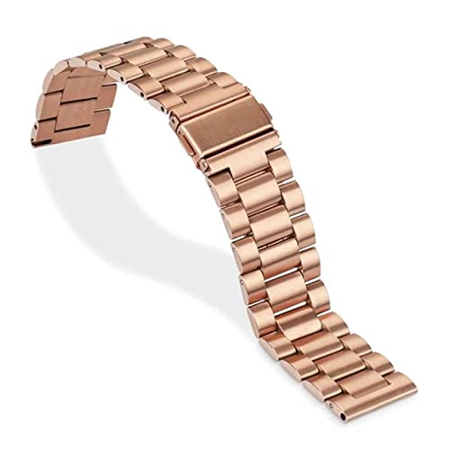 PLACKE 18/20/22 / 24mm Release üblicher Uhrenarmband Premium Solid Edelstahl Metall Armbandarmband for Männer Watch (Color : Rose Gold, Size : 18 mm) von PLACKE