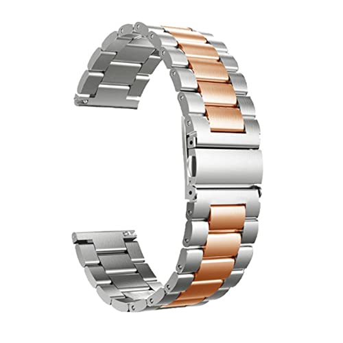 PLACKE 18/20/22 / 24mm Release üblicher Uhrenarmband Premium Solid Edelstahl Metall Armbandarmband for Männer Watch (Color : Silver Rose, Size : 20 mm) von PLACKE