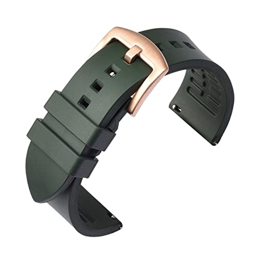 PLACKE 19mm 20mm 21mm 22 mm 24mm Gummi -Uhrband -Ersatz Armband Passform for Huawei Gt Sport Silikongurt (Color : Army-gold, Size : 22mm) von PLACKE