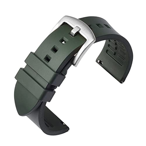 PLACKE 19mm 20mm 21mm 22 mm 24mm Gummi -Uhrband -Ersatz Armband Passform for Huawei Gt Sport Silikongurt (Color : Army-silver, Size : 22mm) von PLACKE