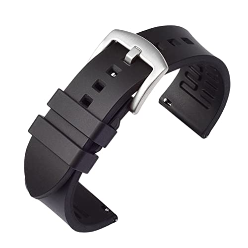 PLACKE 19mm 20mm 21mm 22 mm 24mm Gummi -Uhrband -Ersatz Armband Passform for Huawei Gt Sport Silikongurt (Color : Black-silver, Size : 21mm) von PLACKE