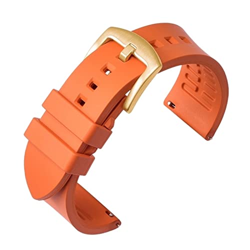 PLACKE 19mm 20mm 21mm 22 mm 24mm Gummi -Uhrband -Ersatz Armband Passform for Huawei Gt Sport Silikongurt (Color : Orange-gold, Size : 22mm) von PLACKE