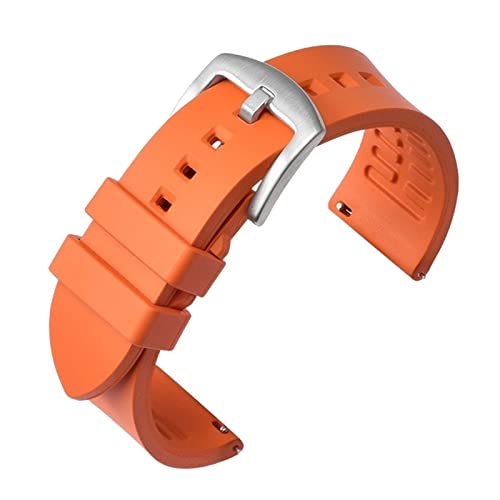 PLACKE 19mm 20mm 21mm 22 mm 24mm Gummi -Uhrband -Ersatz Armband Passform for Huawei Gt Sport Silikongurt (Color : Orange-silver, Size : 20mm) von PLACKE