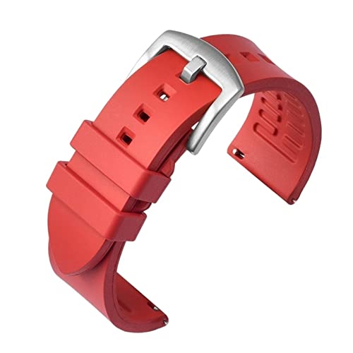 PLACKE 19mm 20mm 21mm 22 mm 24mm Gummi -Uhrband -Ersatz Armband Passform for Huawei Gt Sport Silikongurt (Color : Red-silver, Size : 24mm) von PLACKE