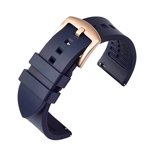 PLACKE 19mm 20mm 21mm 22 mm 24mm Gummi -Uhrband -Ersatz Armband Passform for Huawei Gt Sport Silikongurt (Color : Royal-gold, Size : 20mm) von PLACKE