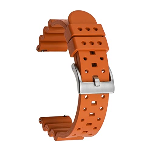 PLACKE 20 mm 22 mm 24 mm Fluor Gummi -Uhrband -Fit for Seiko Watch Smart Sportwatch Armband Anfall for Samsung Gear S2 S3 Fit for Huawei Schnellveröffentlichung (Color : Orange, Size : 24mm) von PLACKE