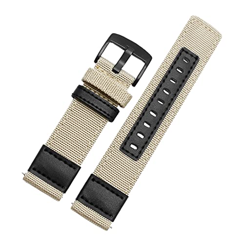 PLACKE 20 mm 22 mm 24 mm Nylon Lederband geeignet for Samsung -Ausrüstung S2 S3 Klassische Grenzschnelle Schnellbandband Smart Watch Armband (Color : Khaki, Size : 20mm) von PLACKE