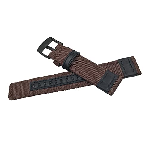 PLACKE 20 mm 22 mm 24 mm Nylon Lederband geeignet for Samsung -Ausrüstung S2 S3 Klassische Grenzschnelle Schnellbandband Smart Watch Armband (Color : Brown, Size : 22mm) von PLACKE