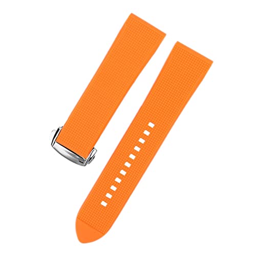 PLACKE 20 mm 22 mm Gummi -Uhrenband for Omega for Seamaster 600 Speedmaster Planet Fit for Ozean Silikon wasserdichtes Armbandbandzubehör (Color : Orange 01, Size : 20mm) von PLACKE