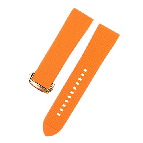 PLACKE 20 mm 22 mm Gummi -Uhrenband for Omega for Seamaster 600 Speedmaster Planet Fit for Ozean Silikon wasserdichtes Armbandbandzubehör (Color : Orange 04, Size : 20mm) von PLACKE