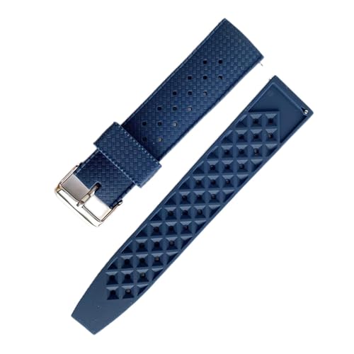 PLACKE 20mm 22 mm Silikon Uhrenband Männer Frauen Gummi -Tauchwaterfreisetzer Schnellhandgelenkarmband Passform for Seiko SRP777J1 SKX007 Gurt (Color : Blue, Size : 20mm) von PLACKE