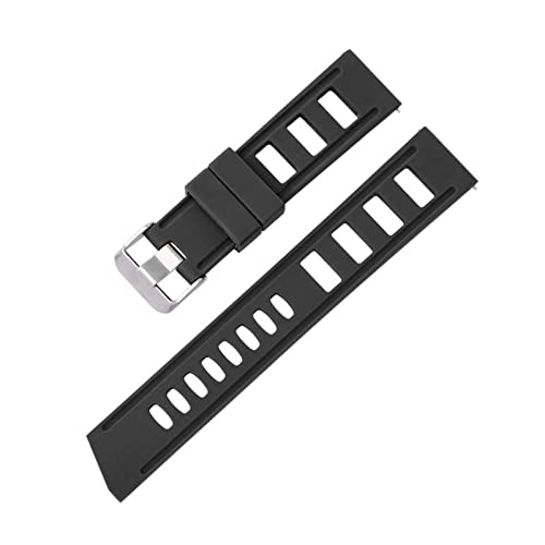 PLACKE 20mm 22mm Sport Silicone Watch Strap Fit For Huawei Watch GT 2e Fit For Smart Watch Replacement Fit For Samsung S2 S3 WristBand Bracelet (Color : Black-silver buckle, Size : 22mm) von PLACKE